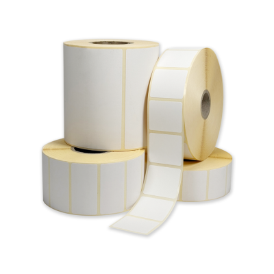 White paper self-adhesive labels circle 60x60 mm, for thermal transfer, 750 labels per roll