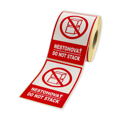 Samolepicí etikety 80x120 mm NESTOHOVAŤ / DO NOT STACK, na zásilky, 500 etiket na roli Samolepicí etikety 80x120 mm NESTOHOVAŤ / DO NOT STACK, na zásilky, 500 etiket na roli