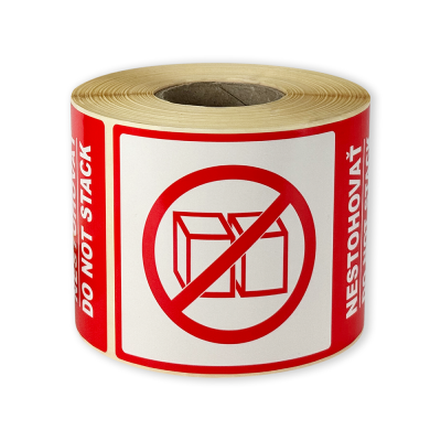 Samolepicí etikety 80x120 mm NESTOHOVAŤ / DO NOT STACK, na zásilky, 500 etiket na roli Samolepicí etikety 80x120 mm NESTOHOVAŤ / DO NOT STACK, na zásilky, 500 etiket na roli