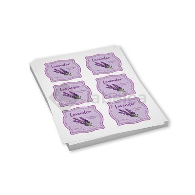 Self-adhesive labels on A4 sheet with colour printing, label size on request, material of your choice, pack of 100 sheets