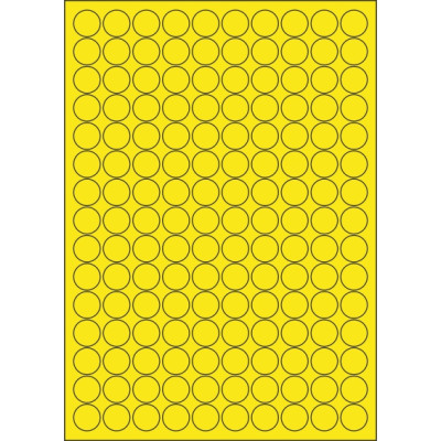Selbstklebende Etiketten Kreis 18x18 mm Buntpapier, auf A4-Bogen, für Laser- und Tintenstrahldruck