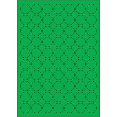 Selbstklebende Etiketten Kreis 25x25 mm Buntpapier, auf A4-Bogen, für Laser- und Tintenstrahldruck