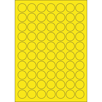 Selbstklebende Etiketten Kreis 25x25 mm Buntpapier, auf A4-Bogen, für Laser- und Tintenstrahldruck