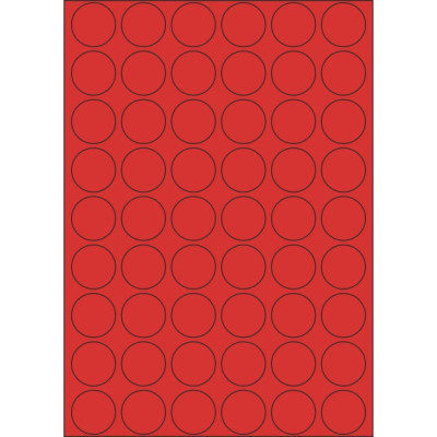 Selbstklebende Etiketten Kreis 30x30 mm Buntpapier, auf A4-Bogen, für Laser- und Tintenstrahldruck