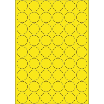 Selbstklebende Etiketten Kreis 30x30 mm Buntpapier, auf A4-Bogen, für Laser- und Tintenstrahldruck