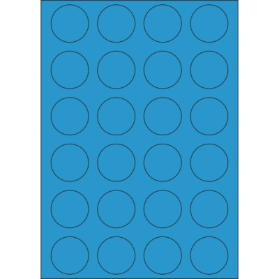 Selbstklebende Etiketten Kreis 40x40 mm Buntpapier, auf A4-Bogen, für Laser- und Tintenstrahldruck