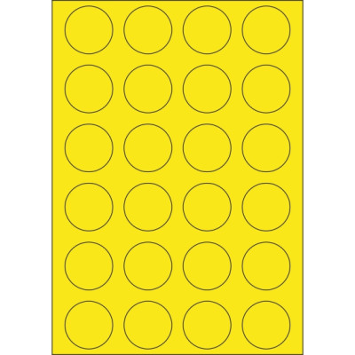 Selbstklebende Etiketten Kreis 40x40 mm Buntpapier, auf A4-Bogen, für Laser- und Tintenstrahldruck