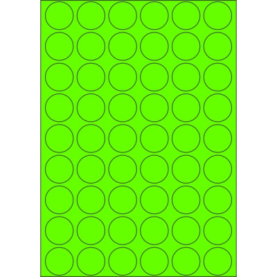 Signal colour paper self-adhesive labels circle 30x30 mm, on A4 sheet, for laser printing