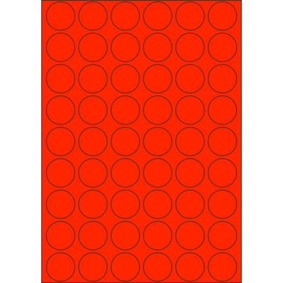 Selbstklebende Etiketten Kreis 30x30 mm, Papier in Signalfarben, auf A4-Bogen, für Laserdruck