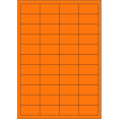 Selbstklebende Etiketten 48,5x25,4 mm, Papier in Signalfarben, auf A4-Bogen, für Laserdruck