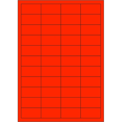Selbstklebende Etiketten 48,5x25,4 mm, Papier in Signalfarben, auf A4-Bogen, für Laserdruck