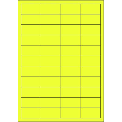 Signal colour paper self-adhesive labels 48,5x25,4 mm, on A4 sheet, for laser printing