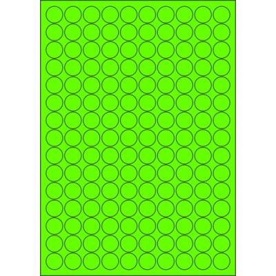 Selbstklebende Etiketten Kreis 18x18 mm, Papier in Signalfarben, auf A4-Bogen, für Laserdruck