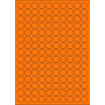 Selbstklebende Etiketten Kreis 18x18 mm, Papier in Signalfarben, auf A4-Bogen, für Laserdruck