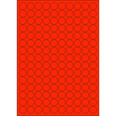 Signal colour paper self-adhesive labels circle 18x18 mm, on A4 sheet, for laser printing