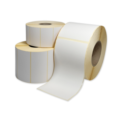Selbstklebende Etiketten 50x45 mm, weißes Papier für Thermotransfer, 2000 Etiketten pro Rolle
